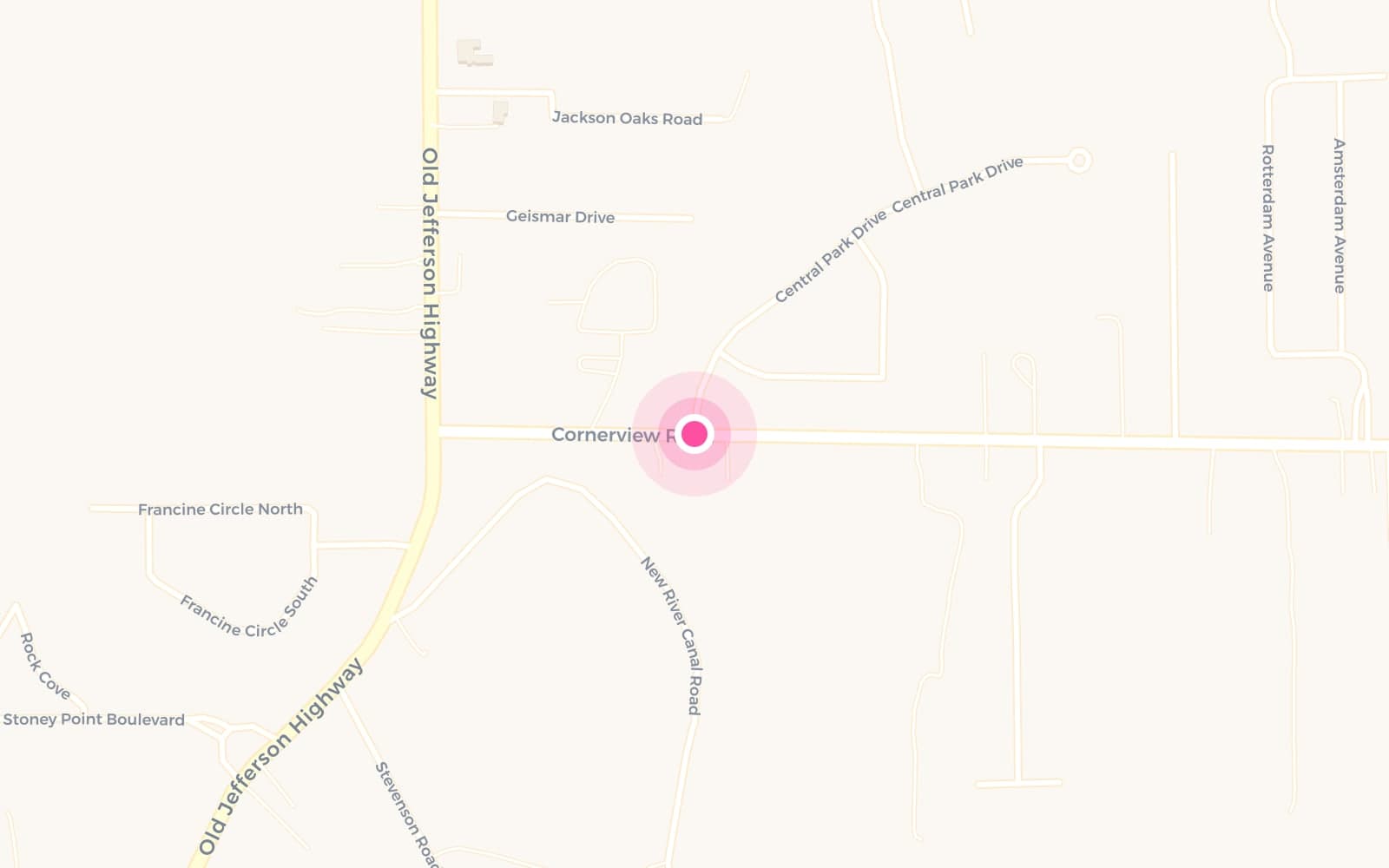 Map showing 11349 Oak Run Dr in Geismar, Louisiana